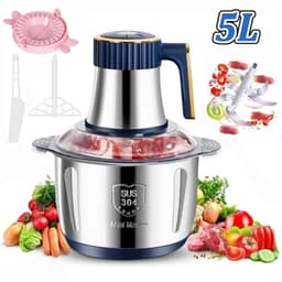 De Warenloods - Multifunctionele Keukenmachine - Vleesmolen - Foodprocessor - Hakmolen - Groentesnijder - 5 liter - Roestvrij Staal — thumbnail 1