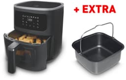 FRITEL Airfryer SnackTastic® 7520 – Airfryer XL Incl. Extra Cakevorm - Heteluchtfriteuse 6L – 1500W – Voor 2-6 Personen – Digitaal Touchscreen – Airfryer met Kijkvenster & Verlichting – 8 Programma’s – PFAS-vrij – Zwart – Met Bakvorm voor Cake — thumbnail 1