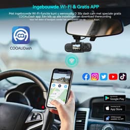 COOAU Dubbele dashcam - Autodashcam - Ultra 4K & Full HD - Camera voor en achter - WiFi & GPS - met app - G-sensor - Nachtzicht - Loopopname - G-sensor - Parkeerbewaking- 2 Stuks — thumbnail 3