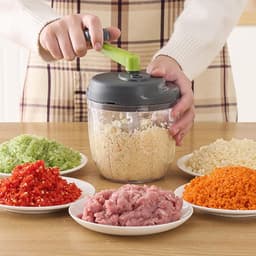 Handmatige Uienhakker - Keuken Spinner - Salade Maken - Geluidsarme Werking - 12.8x14.3cm - Wit — thumbnail 4