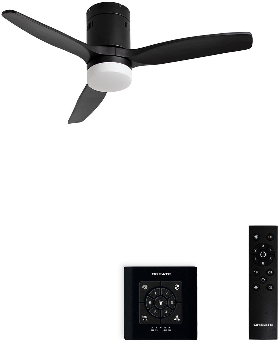 CREATE - Plafondventilator 40W silent 100% hout - S - Met licht - Controller voor wandmontage - WIND CALM NATURAL WOOD — afbeelding 1
