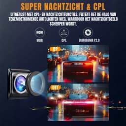 SAVI® Dashcam voor Auto Voor en Achter - Dashcam - Zwart - ‎‎22cmx 14cmx 6cm; 500 g — thumbnail 4