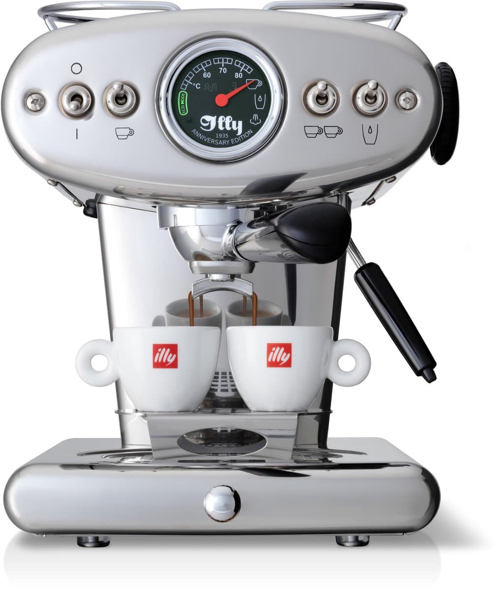 illy X1 Anniversary Koffiemachine – ESE koffiepads & Gemalen Koffie – Chroom - RVS - Iconisch Design – Met Stoompijp — afbeelding 1