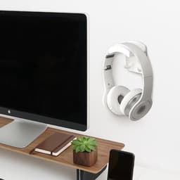 Hoofdtelefoonhouder - Headset Haak - Opslag en Toegang - 2-in-1 Wand Bureau - 7.7 x 7 x 5.5 cm - Wit — thumbnail 2