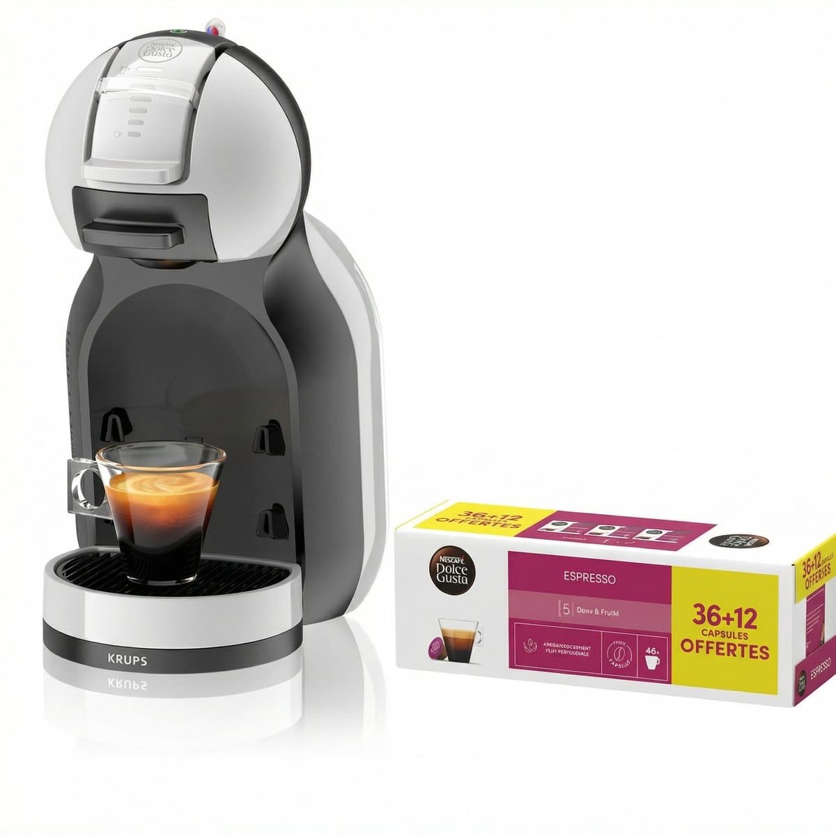 Krups Dolce Gusto Mini Me YY5832FD – Grijs – Koffiecupmachine – inclusief 48 Espresso capsules — afbeelding 1