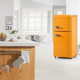 LUMÈ STORE Koelkast en Vriezer - Minikoelkast 60L - Trendy - Minibar - Dubbele deur - LED-verlichting - Koelkast 22L - Geel — thumbnail 5