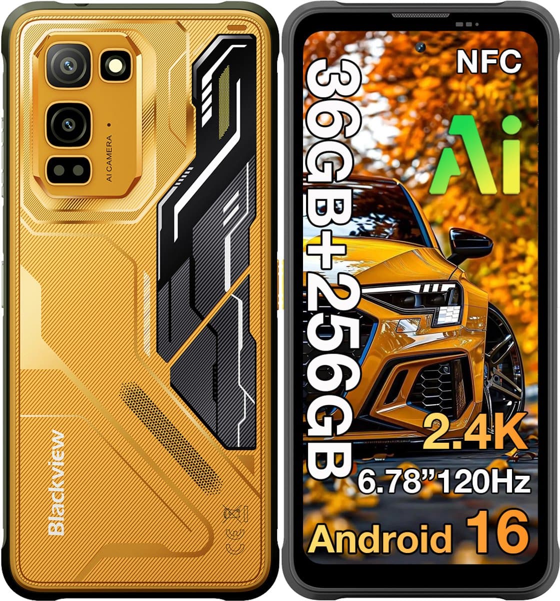 Blackview FORT 5 Robuuste Smartphone - 36GB RAM+256GB ROM - 5000 mAh 33W - 6,78 inch 120Hz - Android 16 - 108MP+50MP AI-Camera - Dual SIM 4G - IP68/IP69K Outdoor Telefoon - Nachtzicht, NFC, GPS,OTG, FM - Geel — afbeelding 1