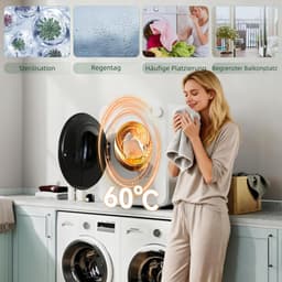 Mini Wasdroger – Kleine Droger – Compacte Wasdroger – Opbouwdroger – Luchtafvoerdroger – 5 Programma’s – Roestvrijstalen Omkeerbare Trommel – 800W/400W Vermogen — thumbnail 4