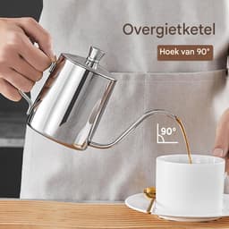 QTTVBTNA – 1 Stuk Koffieketel 600 ml RVS – Schwanenhals Waterketel met Smalle Lange Tuit – Cafetieres – Handmatige Koffiekan voor Precisie Schenken – Geschikt voor Filterkoffie, Drip Coffee, Thuis, Reizen en Outdoor Camping – Zilver — thumbnail 4