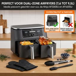 Somstyle Accessoires Set Geschikt voor Ninja Foodi AF140EU, AF300EU, AF400EU, AF500EU & SL400EU Dubbele Airfryer - 19-Delig - Heteluchtfriteuse Mandje - Zwart — thumbnail 7