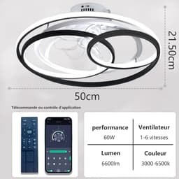 Moderne plafondventilator met verlichting en afstandsbediening voor woonkamer en slaapkamer — thumbnail 1