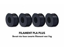 4x 1KG Zwarte Filament PLA+ 3D Printer Filament 1.75mm – Hoogwaardig 3D Printing Filament, Extra Sterk en Flexibel, Anti-Warp, Glanzend, Compatibel met FDM Printers, Print Zonder Problemen
