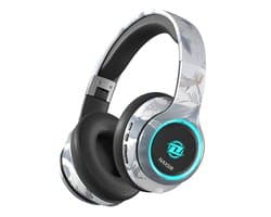 NAXSIR Over-Ear Bluetooth-hoofdtelefoon met RGB-verlichting, kaartlezer, ruisonderdrukking, Bluetooth 5.3, draadloze hoofdtelefoon