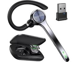 Bluetooth Headset Enkel Oor Draadloos – USB-Dongle, Ruisonderdrukkende Microfoon, Headset voor Computer & Laptop