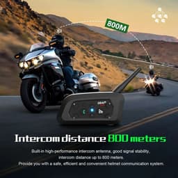 Flolife - V6 PRO+ Motorhelm Intercom Bluetooth Headset – Waterdicht IP67, CVC Ruisonderdrukking, 260U Standby Tijd — thumbnail 4