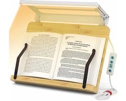 Boekenstandaard Lezen - Verstelbare Boekhouder - Handsfree Studie - Oogverzorgend LED-licht - 39 x 28 cm - Geel