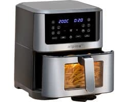 alpina Airfryer XXL - Heteluchtfriteuse 8 Liter - Air Fryer voor 6 Personen en Meer - Heteluchtoven met Digitaal Touchscreen - Instelbare Temperatuur 80 tot 200 Graden - Warmhoudfunctie
