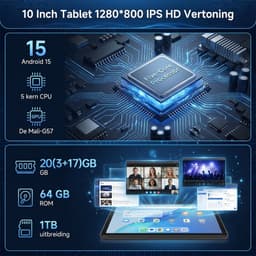 Hotlight 10.1 Inch Tablet - Android 15 Tablet met Toetsenbord - Hoes - Stylus - Muis - 20GB RAM+64GB ROM - 5G Wifi 6 - Bluetooth 5.3 - 5000mAh - Zwart — thumbnail 3