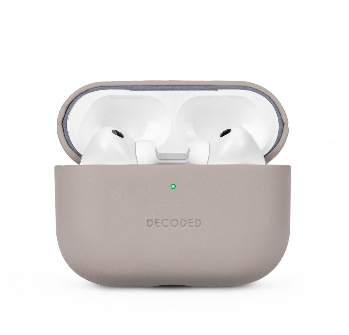 DECODED Leren Hoesje voor AirPods Pro 3 - Airpods Pro 3 Case - Premium ECCO-leer - Geschikt voor Magsafe - Draadloos Oplaadbaar - Indicatie Lampje - Krasbestendig - Beige — afbeelding 1