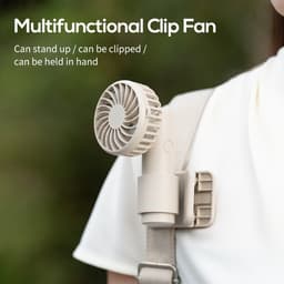 Nekventilator - Draagbare Ventilator - Nek Ventilator -Handventilator Mini Ventilator Ventilator met Clip - 3 Standen - 7 Bladen - Lichtbruin — thumbnail 3