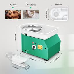 Elektrische pottenbakkersmachine - Keramiek wiel - Kunst maken - Krachtige 350W motor - 25 cm schijf - Groen — thumbnail 4