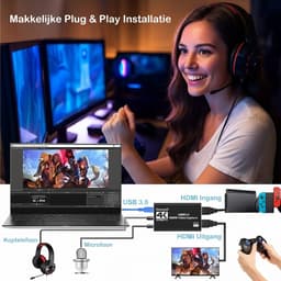 Daroyx® VCC4K Pro Video Capture Card - USB-A 3.0 - HDMI 4K@60Hz - Game Capture voor PC, Mac, PS4, PS5, Nintendo, Xbox en meer - Zwart — thumbnail 3