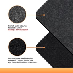 2 Stuks - Hittebestendige mat - 44*30cm - Zwart - Dikke aanrechtbeschermer - Viltmatten voor airfryers - Knipbaar - Vuurvaste Antislip Aanrechtbeschermer - Voor blenders, koffiezetapparaten - Draagbare matten - Antislip hittebestendige mat — thumbnail 2