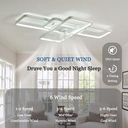 Moderne Rechthoekige Plafondventilator Met LED Verlichting Dimbaar Afstandsbediening Stille Slaapkamer Woonkamer — thumbnail 5