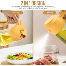 470 ml olieverstuiver en -dispenser 2-in-1 - olijfoliedispenser en schenker voor keuken - airfryer - salade - barbecue - geel — thumbnail 2