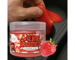 Slime Buddies Reinigingsgel Aardbei | Herbruikbaar | Autoreinigingsgel voor ventilatieopeningen en interieur, toetsenbordreiniger voor computers, Macbooks en laptops | Moeilijk bereikbare plaatsen schoonmaken | Oppervlaktestofreiniger | Autodetailing