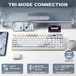 YUNZII IF99 - Draadloos Mechanisch Gaming Toetsenbord - 98% Layout - Display - RGB - Hot-Swap - Bluetooth/2.4 GHz/USB-C - Gasket Mount - Programmeerbaar - Wit — thumbnail 4