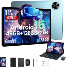 POCKAM P11 Tablet - 48GB RAM+128GB ROM/TF 2TB - Android 16 - 11 inch tablet 90Hz - T7250 - 8800mAh - 13MP+5MP - Gemini AI - Widevine L1 - Face ID - 5G WIFI - Dubbele luidsprekers - Pen, toetsenbord, muis - Blauw — thumbnail 1