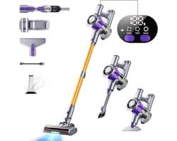 Accustofzuiger 40000 Pa 450W – Draadloze Stofzuiger met Smart Display en 50 Min Looptijd – Automatische Modus & Anti-Klitborstel voor Tapijt en Harde Vloeren