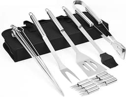 BBQ Accessoires Set 18-delig – Luxe RVS Barbecue Gereedschap met Draagtas -Barbecue Accessoires - Complete Grill Set met Spatel, Vleesmes, Vleesvork, Spiesen & Maïshouders — thumbnail 1