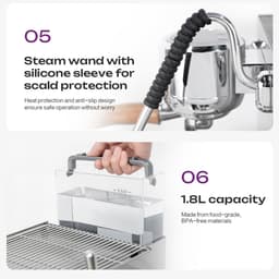 HiBREW H21 Espressomachine – 15 Bar – PID Temperatuurregeling – Instelbare Extractietijd & Pre-infusie – 58mm Portafilter – Drie-gats Stoommondstuk – 1,8L Watertank – Thuis & Kleine Horeca — thumbnail 3
