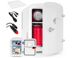 Glitzerlife - Mini Koelkast 4L - Draagbare koelkast 12V 230V - Stil 25dB - Thermo-elektrische koeling tot 18°C onder omgeving - ideaal voor auto, kamer, camping, camper, kantoor en reizen - Wit