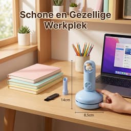 Draadloze mini-bureaustofzuiger - Oplaadbare bureaustofzuiger voor het reinigen van toetsenborden en ander stof - Draagbaar - Blauw — thumbnail 2