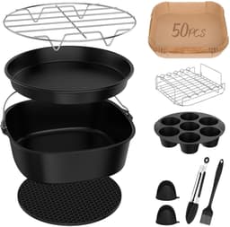 Airfryer Accessoires Set 8 Inch – 11-delig – Bakvorm, Pizza Pan, Cakevorm, Rek & Siliconen Vorm – Geschikt voor Airfryer ≥ 22 cm — thumbnail 1