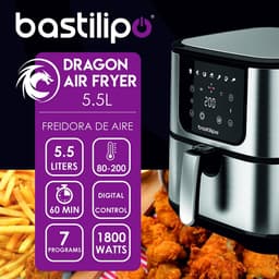 Digitale Luchtfriteuse 5,5 Liter 1800W Met Geborsteld Staal — thumbnail 2