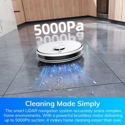 Trendique - Robotstofzuiger - Met dweilfunctie - Robotstofzuigers - Met laadstation - Dweilrobot - Zelf leegfunctie - 5000Pa Zuigkracht - Tot 120 m2 in 180 minuten — thumbnail 2