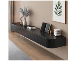 Moderne TV Kast 240 cm Zwart met 2 Laden en Klapdeuren