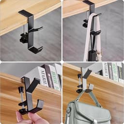 2x Verstelbare Tas- en Hoofdtelefoonhouder voor Tafel en Bureau — thumbnail 4