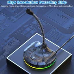 USB Computer Microfoon met Mute-Knop en RGB-Verlichting, Plug&Play Mic Geschikt voor Vergaderingen, Gaming, YouTube, Desktop PC Mic voor Mac/Windows - Zwart — thumbnail 3