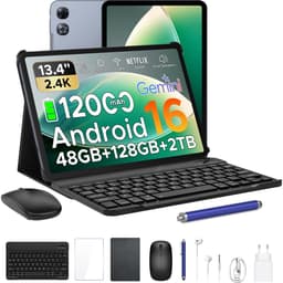 Aorlym P13 - Tablet - Tablets - 48 GB RAM + 128 GB ROM - 13,4 inch 2,4K 120 Hz - Android 16 - Gemini AI - 12000 mAh/18 W - Face ID - Widevine L1 - 13 MP + 8 MP camera - Dubbele luidsprekers - Tablet met toetsenbord en pennenhouder - Grijs — thumbnail 1