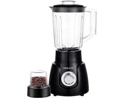 Sokany, Blender Mixer 2-in-1 500W 1.6L Ultra-Sterk met Maalmolen, Zwart