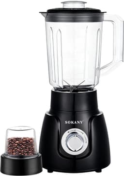 Sokany, Blender Mixer 2-in-1 500W 1.6L Ultra-Sterk met Maalmolen, Zwart — thumbnail 1