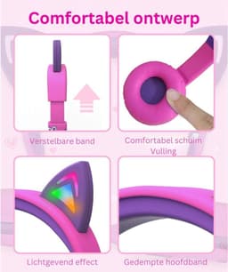 NBAP® Koptelefoon Kinderen met Draad - Gaming Headset - Roze — thumbnail 4