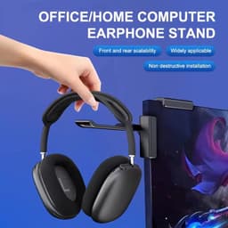 Hoofdtelefoonhouder / Headset Clip voor Monitor – Pc & Laptop - 360° Draaibare Headset Stand, Bureau Organizer, Gaming & Office Accessoire - Zwart — thumbnail 3