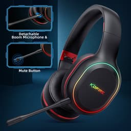 woegel UG-05 draadloze gaming headset – in en uitplugbare micro – compatibel met elk apparaat – PS4,PS5 – zwart-rood — thumbnail 5
