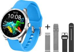 Belesy® Q9 PLUS - Smartwatch Dames – Smartwatch Heren - Horloge - 1.28 inch - Kleurenscherm - Stappenteller - Bloeddruk - Hartslag - 75+ Wijzerplaten – Sporten – Staal – Siliconen – Zilver – Blauw - Zwart - Kerstcadeau — thumbnail 1